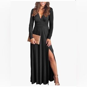 Elegant Black Long Sleeve Maxi Dress